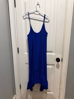 Three Bird Nest Cobalt Blue Textured Spaghetti Strap Dress